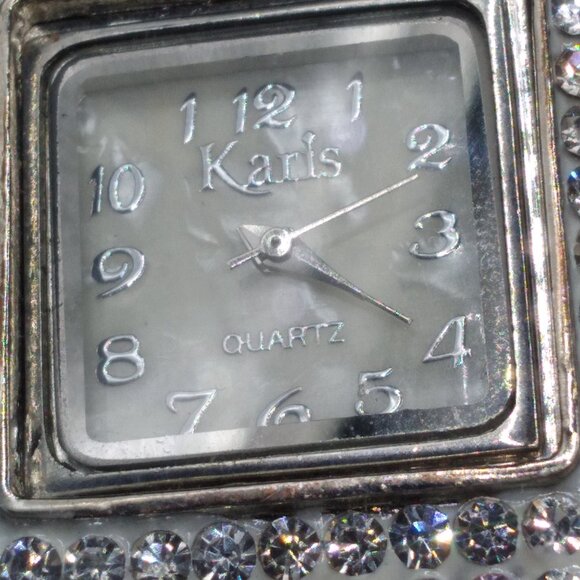 Pink Glass Beads Stretch Watch With Pink & Clear Rhinestones - Picture 4 of 7